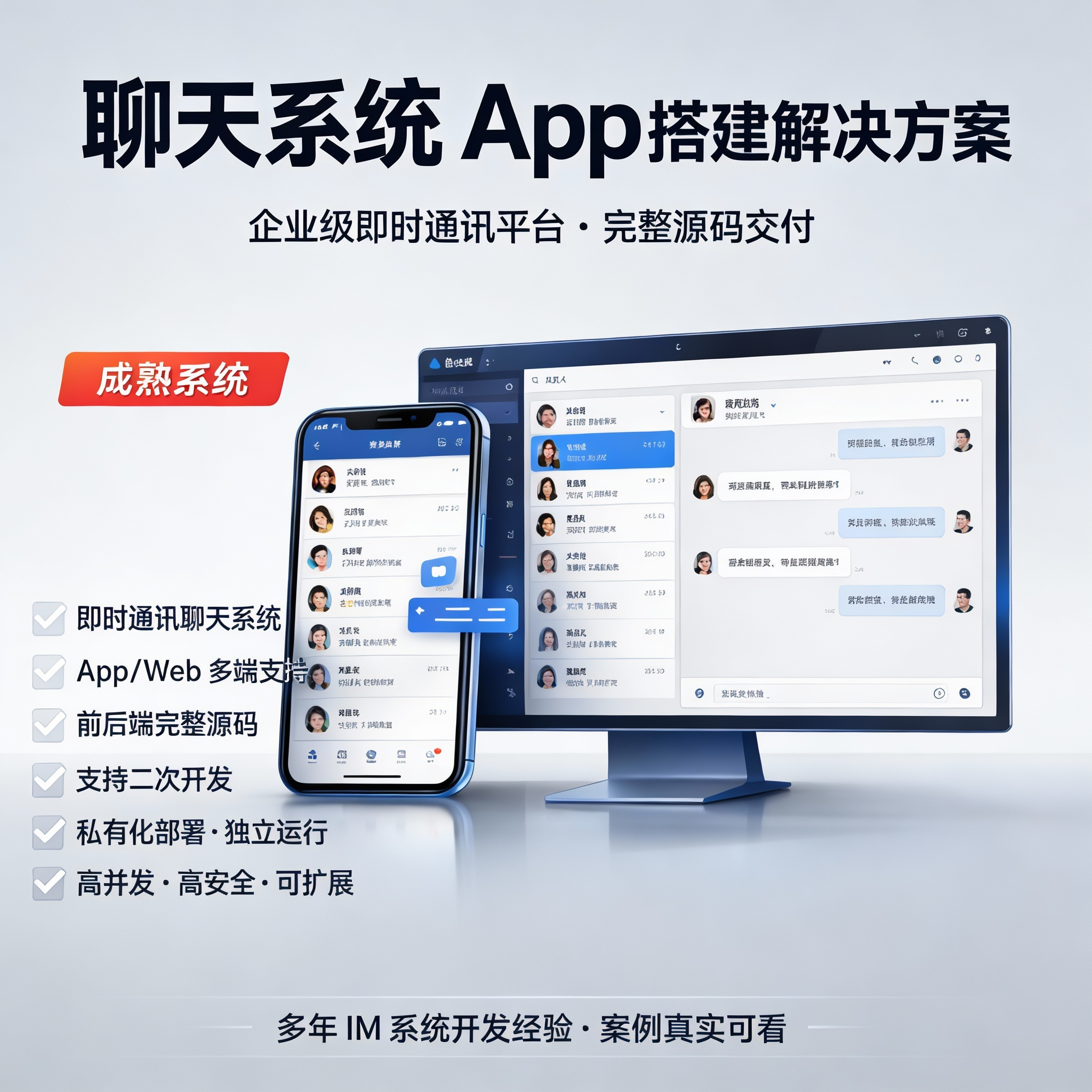 聊天系统APP定制开发｜网页在线客服系统｜源码交付｜长期维护